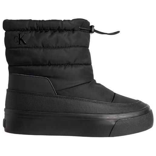 Calvin Klein donna stivali mezza gamba snowboot nylon mix con plateau, nero (triple black), 40