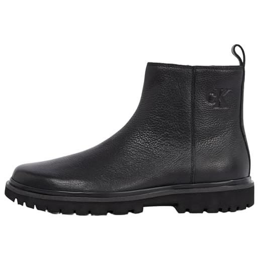 Calvin Klein uomo stivaletti chelsea eva mid zip tumbled con zip, nero (triple black), 45