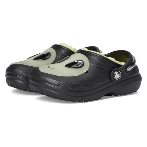 Crocs classic lined alien clog t, zoccoli unisex - bambini e ragazzi, nero, 24/25 eu