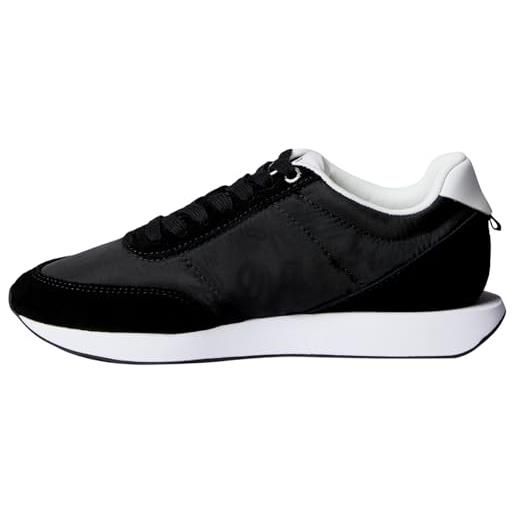 Calvin Klein donna sneakers running retro lace up profilo basso, nero (black/bright white), 41