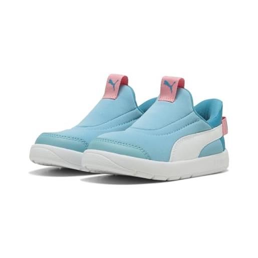 PUMA courtflex v3 sliptech inf, sneaker unisex-bimbi 0-24, aqua white-pinkscape, 21.5 eu