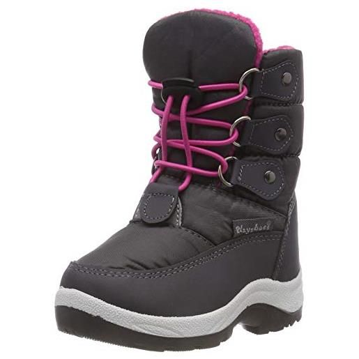 Playshoes winter-bootie, stivali da neve unisex - bambini e ragazzi, pink per allacciare, 26/27 eu