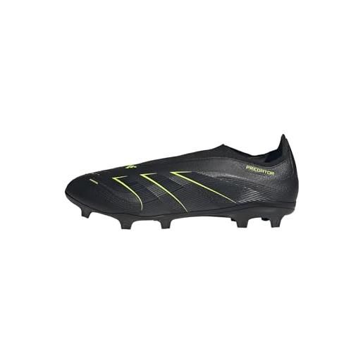 adidas predator league laceless firm multi ground football boots, scarpe da calcio unisex-adulto, core black/carbon/lucid lemon, 39 1/3 eu