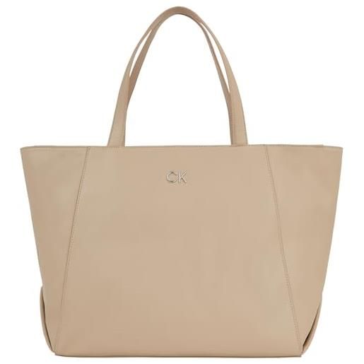Calvin Klein borse donna re-lock seasonal shopper lg k60k611334, taglia unica, grigio (visone argento), one size