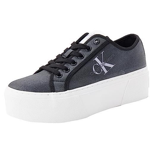Calvin Klein jeans sneakers con suola preformata donna scarpe, grigio (black/lavender aura), 39 eu