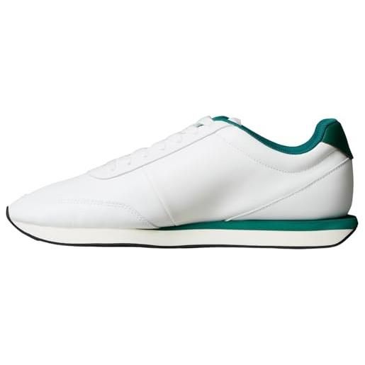 Calvin Klein uomo sneakers running retro in pelle, multicolore (bright white/galapagos), 47