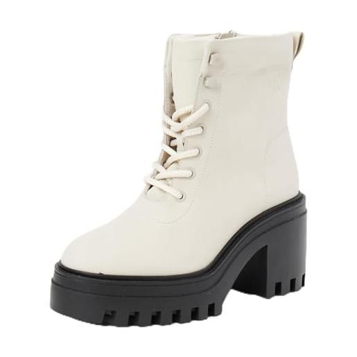 Calvin Klein donna stivali mezza gamba chunky heeled zip con tacco, avorio (eggshell/black), 40