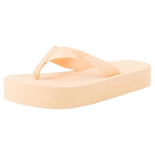 Calvin Klein jeans flatform flipflop jelly yw0yw01398, infradito donna, rosa (peach dream), 37 eu