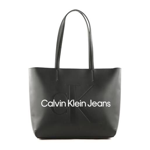 Calvin Klein donna borsa tote bag con zip, nera (ck black), taglia unica, nero (black), taglia unica