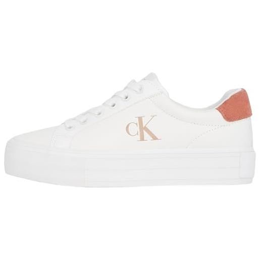 Calvin Klein donna sneakers vulcanizzate bold profilo basso, multicolore (bright white/tuscany), 39
