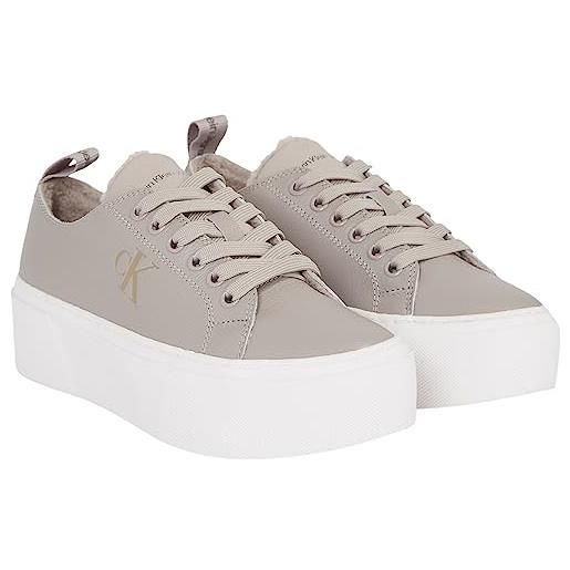 Calvin Klein jeans sneakers con suola preformata donna flatform low scarpe, beige (porpoise), 41 eu