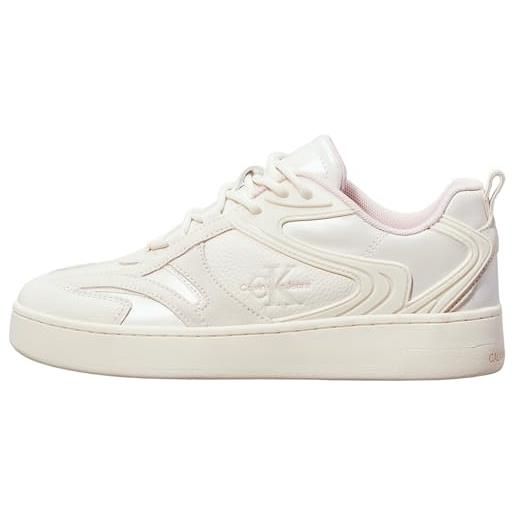 Calvin Klein donna sneakers con suola preformata basket low effetto madreperla, beige (creamy white/peach whip), 39