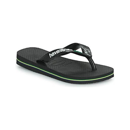 Havaianas brasil logo (mini me), infradito unisex - bambini e ragazzi, black/black, 27/28 eu