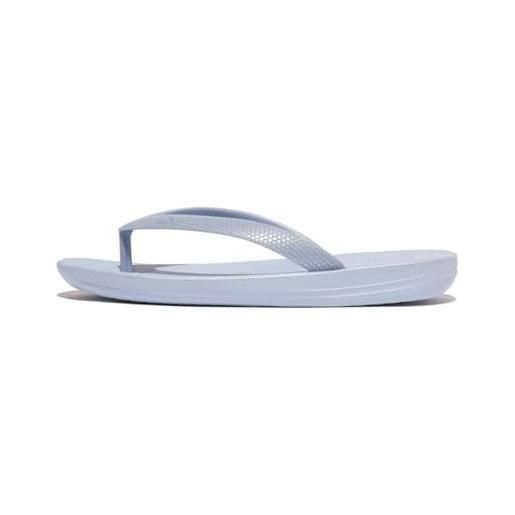 Fitflop iqushion kids junior shimmer-infradito ergonomiche, unisex-bambini e ragazzi, skywash blu, 17 eu