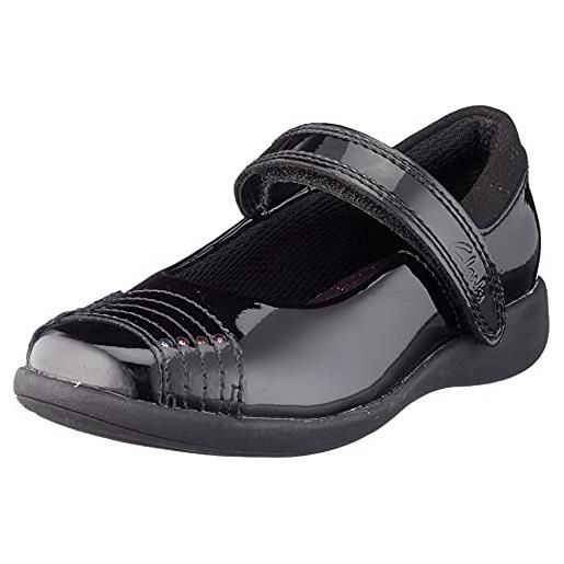 Clarks etch beam t, ballerine, bambine e ragazze, brevetto nero, 25 eu