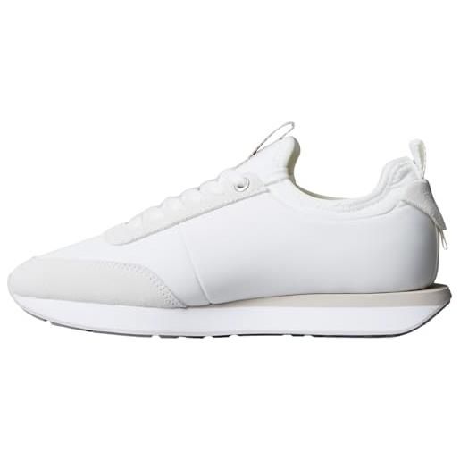 Calvin Klein donna sneakers running retro sock nylon con logo, bianco (bright white/chateau), 36