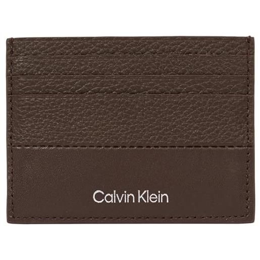 Calvin Klein uomo porta carte subtle mix cardholder porta tessere, marrone (java brown pebble and smooth), taglia unica