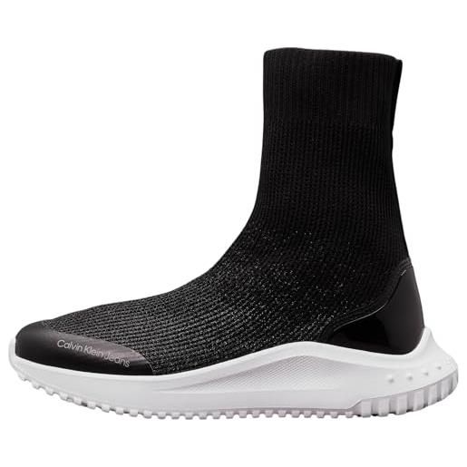 Calvin Klein jeans women eva runner high sock mtr, black/bright white, 41 eu