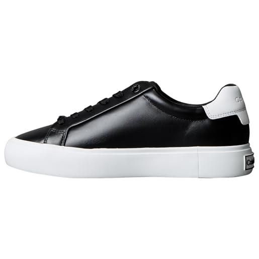 Calvin Klein donna sneakers con suola preformata lace-up in pelle, nero (black/bright white), 35
