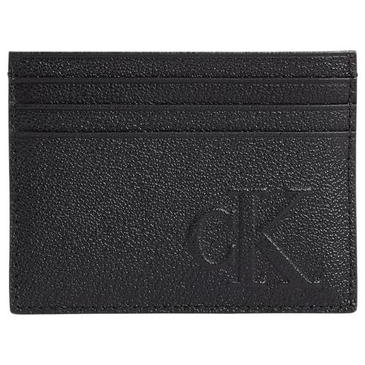 Calvin Klein uomo porta carte sculpted impression card case in pelle, nero (na black), taglia unica