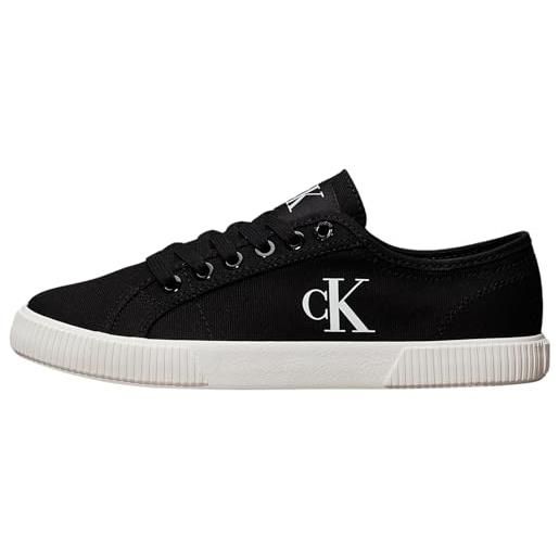 Calvin Klein donna sneakers vulcanizzate essential profilo basso, nero (black/bright white), 36 eu