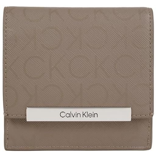 Calvin Klein donna porta carte linear trifold mono piccolo, beige (cinder monogram pu), taglia unica