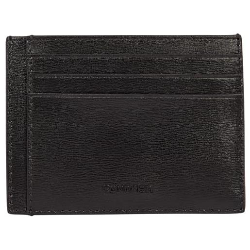 Calvin Klein uomo porta carte clean essential cardholder in pelle, nero (ck black palmellato), taglia unica