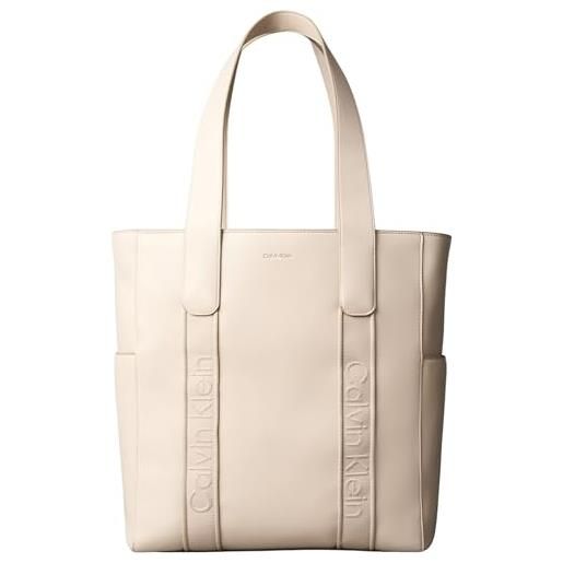 Calvin Klein webbing strap tote lv04f3289g, donna, brown (chateau/old silver), one size