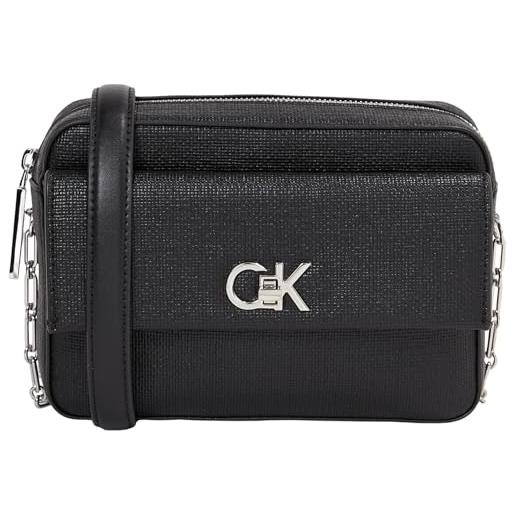 Calvin Klein donna borsa a tracolla con tracolla a catenella, nero (ck black), taglia unica