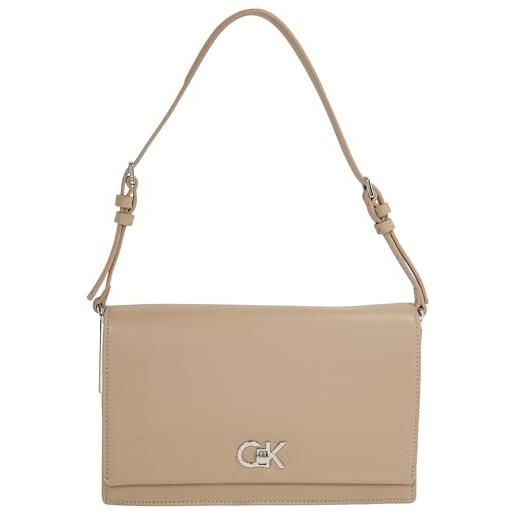 Calvin Klein donna borsa a spalla elongated shoulder bag con blocco girevole, grigio (crockery), taglia unica