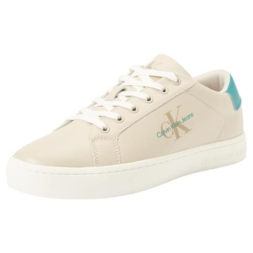 Calvin Klein jeans classiccuplowlaceup lth ml ym0ym00491, uomo, bianco (eggshell/bright white/fanfare), 40 eu