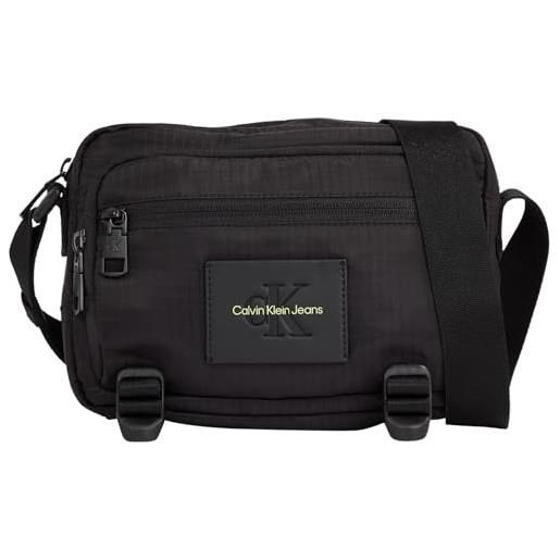 Calvin Klein jeans borsa a tracolla uomo piccola, nero (black/sharp green), taglia unica