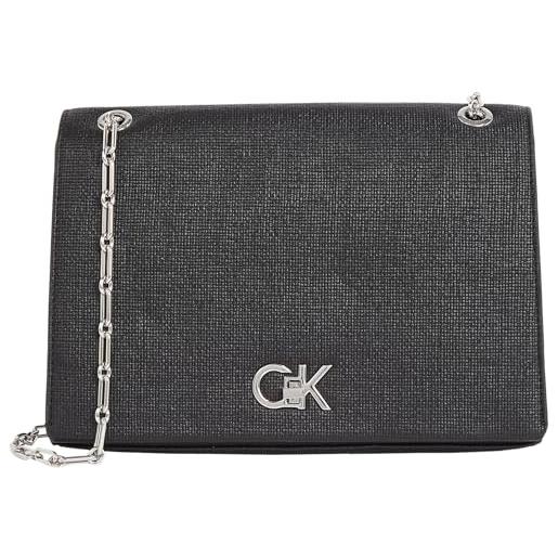 Calvin Klein donna borsa a tracolla medium con tracolla a catenella, nero (ck black), taglia unica