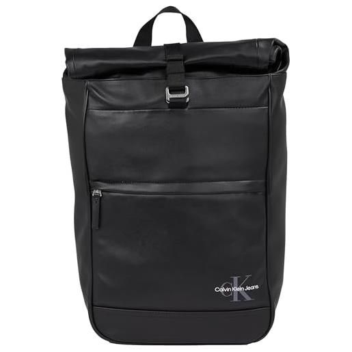 Calvin Klein jeans zaino uomo monogram soft rolltop bagaglio a mano, nero (black), taglia unica