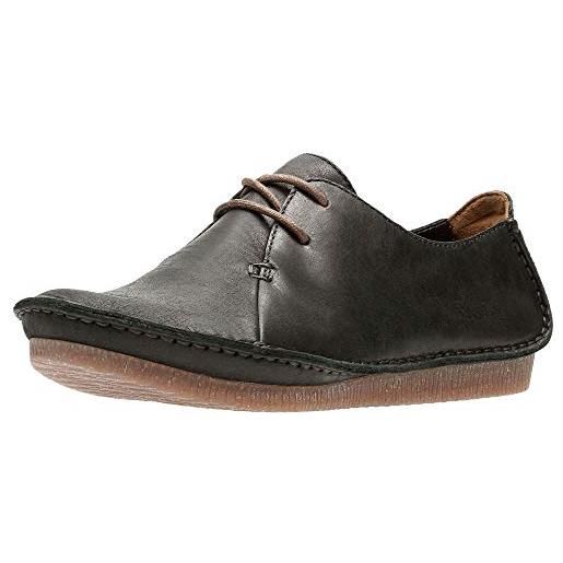 Clarks janey mae scarpe stringate derby da bambine e ragazze, nero (black leather), 35.5 eu