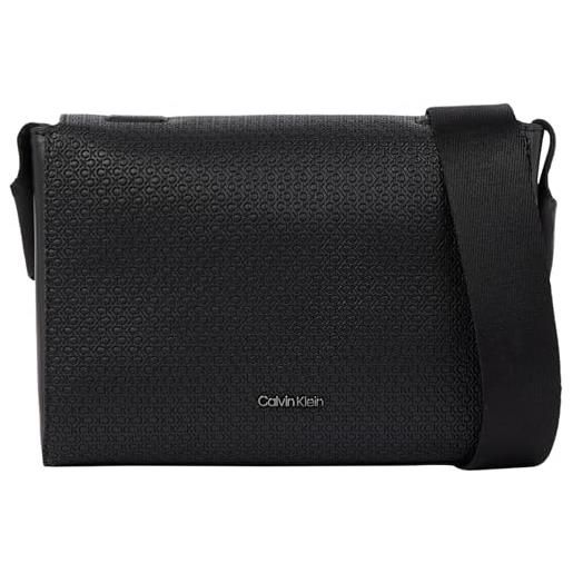 Calvin Klein uomo borsa a tracolla vertical lines messenger piccola, nero (nano mono black), taglia unica