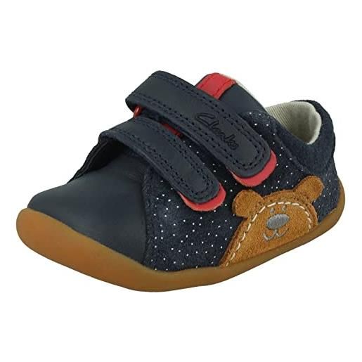 Clarks roamer bear t, scarpe da ginnastica bimbo 0-24, blu (navy suede), 18 eu