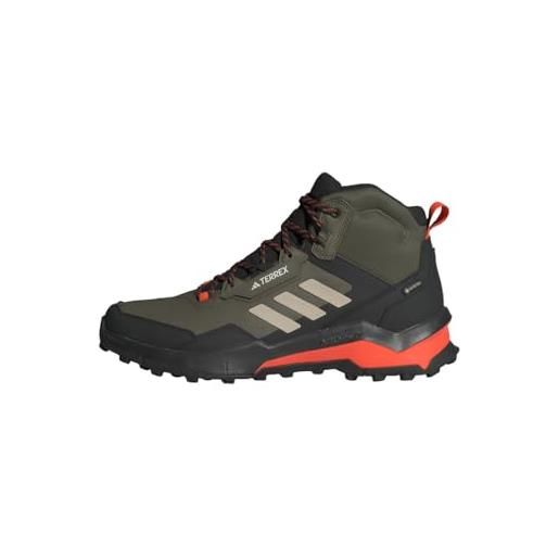 adidas uomo terrex ax4 mid gore-tex hiking shoes, olive strata/wonder beige/core black, 38 2/3 eu
