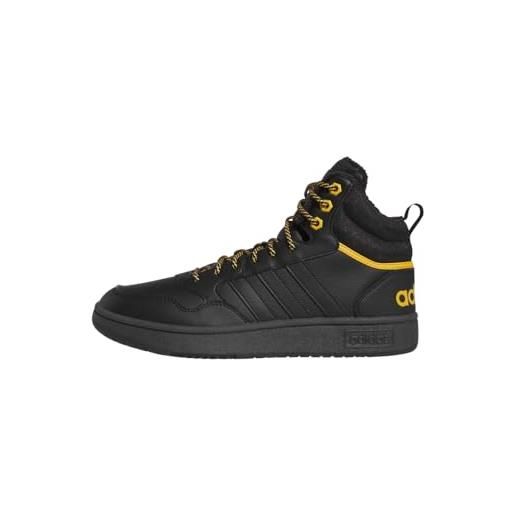 adidas uomo hoops 3.0 mid lifestyle basketball classic fur lining winterized shoes, core black/core black/preloved yellow, 39 1/3 eu