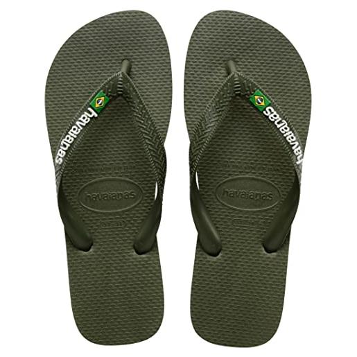 Havaianas - brasil logo, infradito iconiche, comode e resistenti, strisce con la bandiera del brasile e suola antiscivolo con strisce colorate, unisex adulti