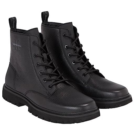 Calvin Klein stivale eva mid laceup lth, uomo, triplo nero, 46 eu
