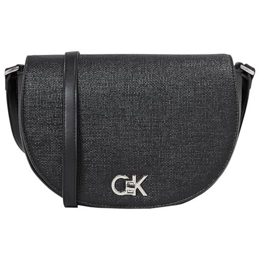 Calvin Klein donna borsa a tracolla saddle bag con chiusura con lucchetto girevole, nero (ck black), taglia unica