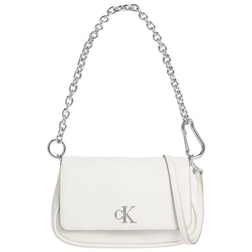 Calvin Klein donna borsa a spalla minimal monogram con tracolla a catenella, multicolore (silver birch), taglia unica