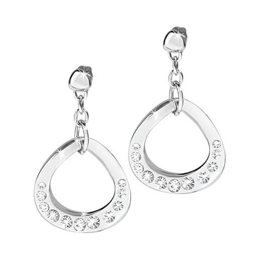 Morellato - orecchini a lobo da donna con cristallo, acciaio inossidabile, cod. Skt08