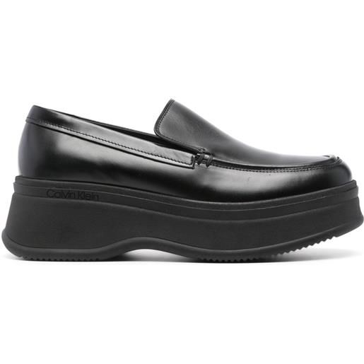 Calvin Klein mocassini in pelle con punta tonda - nero