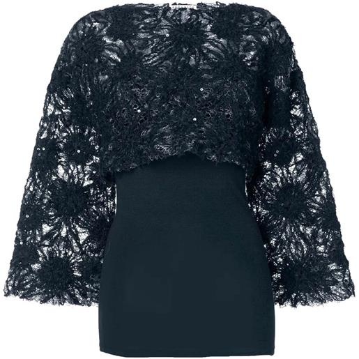 Brunello Cucinelli top con ricamo a fiori - blu