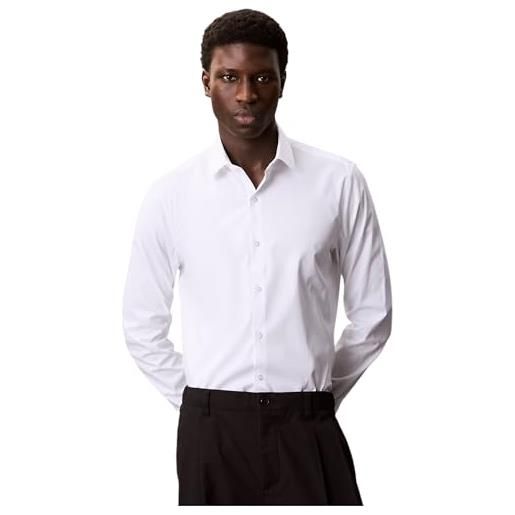 Calvin Klein slim esntl poplin nos str sld camicie, bianco (bianco), l uomo