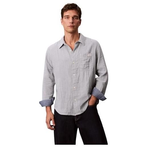 Calvin Klein casual classic lv04rc706g, camicia casual, uomo, blu (boardwalk summer), xl