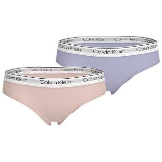 Calvin Klein bambina slip confezione da 2 slip bikini, multicolore (silverpeony/purpleheather), 8-10 anni