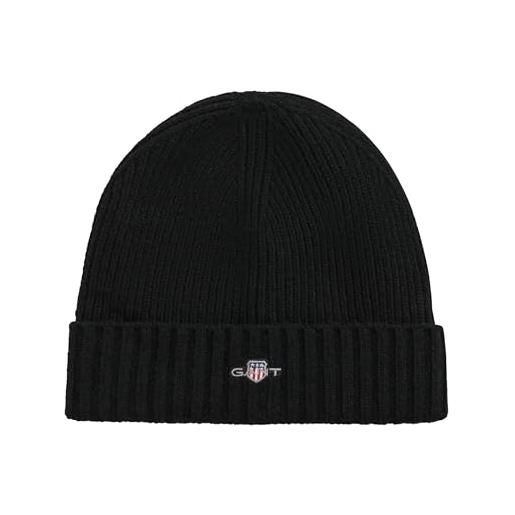 GANT shield wool beanie berretto, nero, taglia unica unisex-adulto